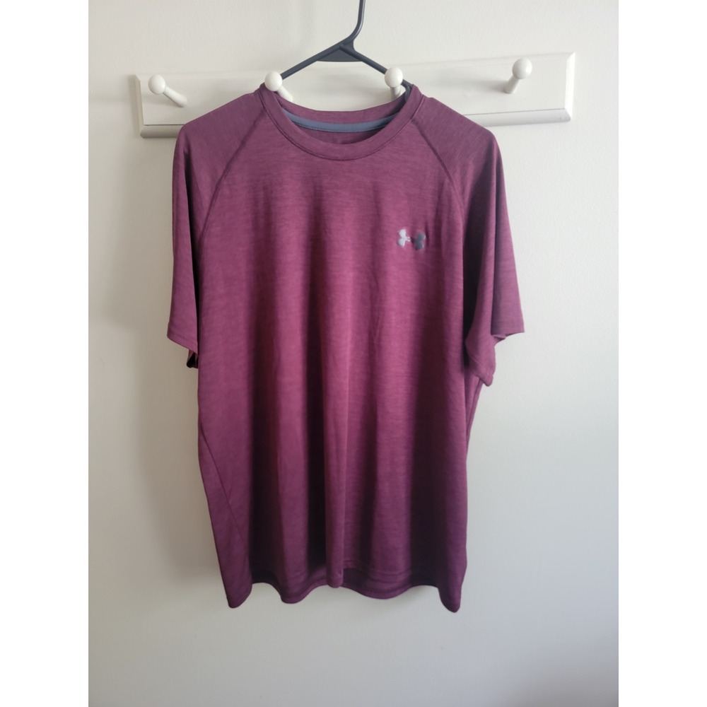 Under Armor Men's S/S L Maroon Burgundy Athletic Shirt Top Heat Gear Loose Fit